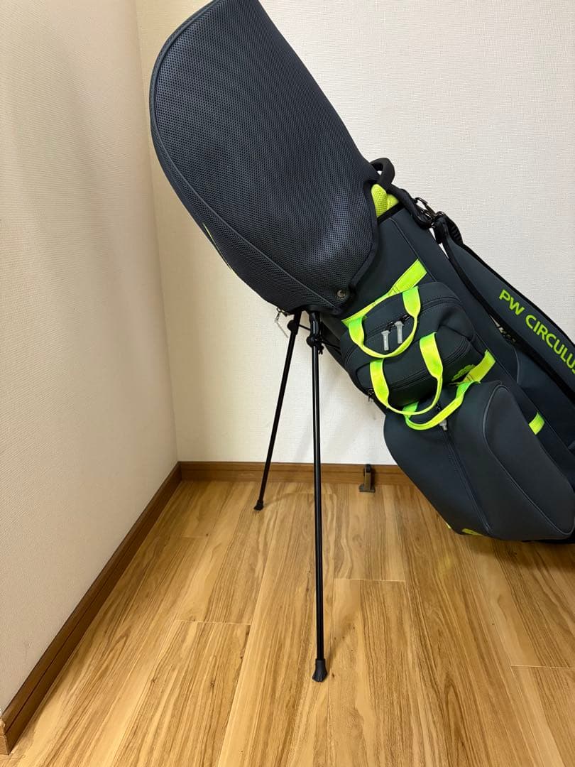 【美品】PW CIRCULUS キャディバッグ グレー/ライムグリーン