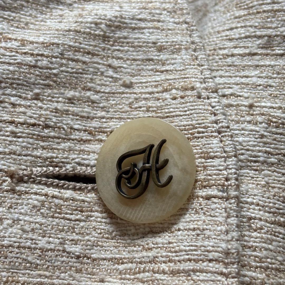 HERMES ジャケット 42 裏地 総柄 ゴールド ロゴ ボタン ブレザー