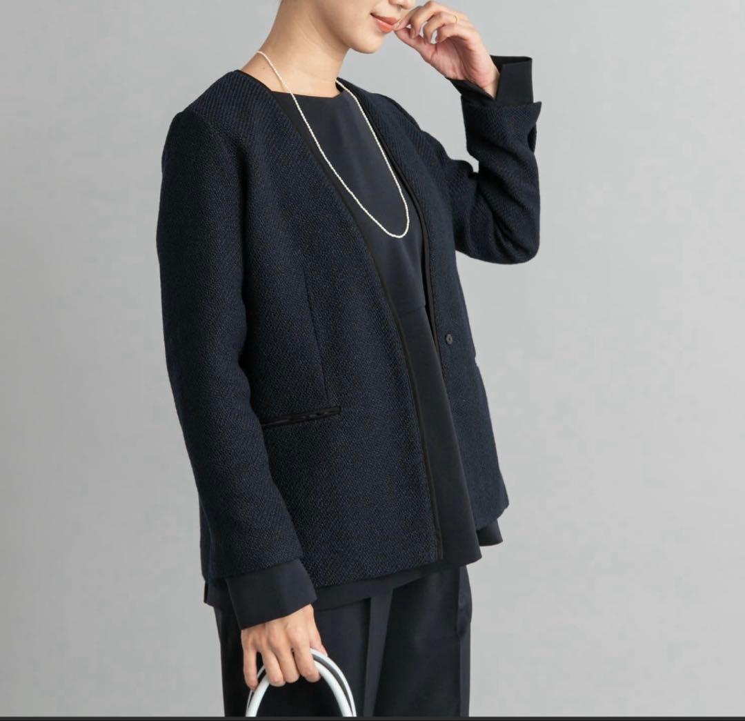 お値下げ!! 新品未使用 ツイードVネックロングジャケット