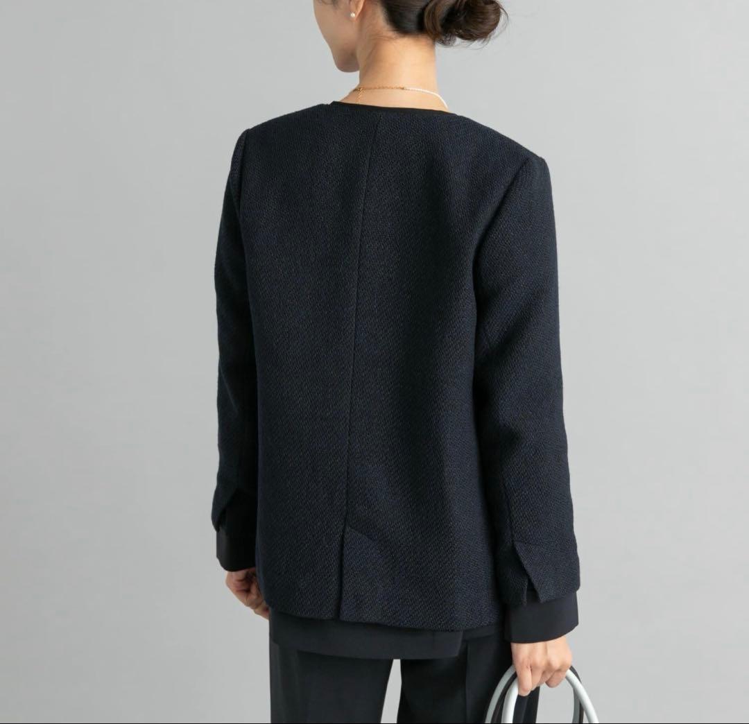 お値下げ!! 新品未使用 ツイードVネックロングジャケット