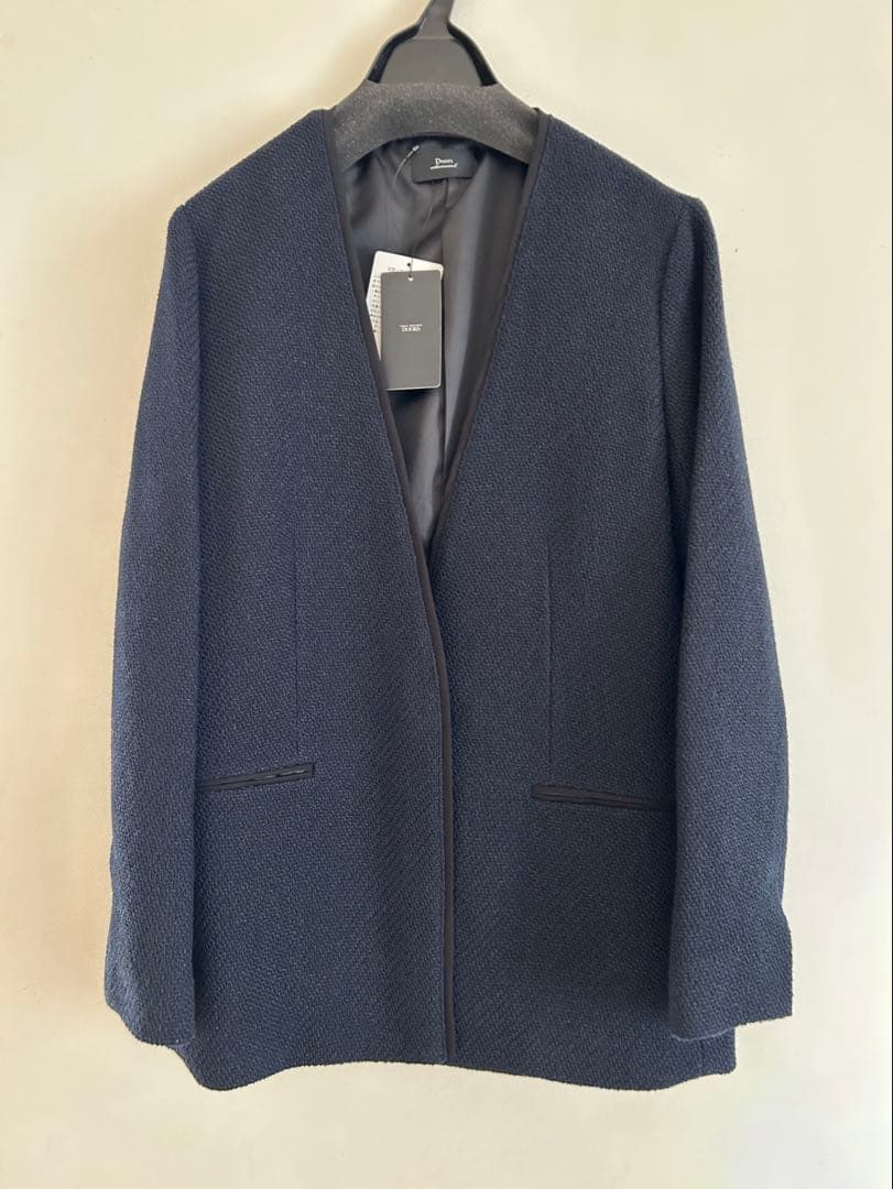 お値下げ!! 新品未使用 ツイードVネックロングジャケット