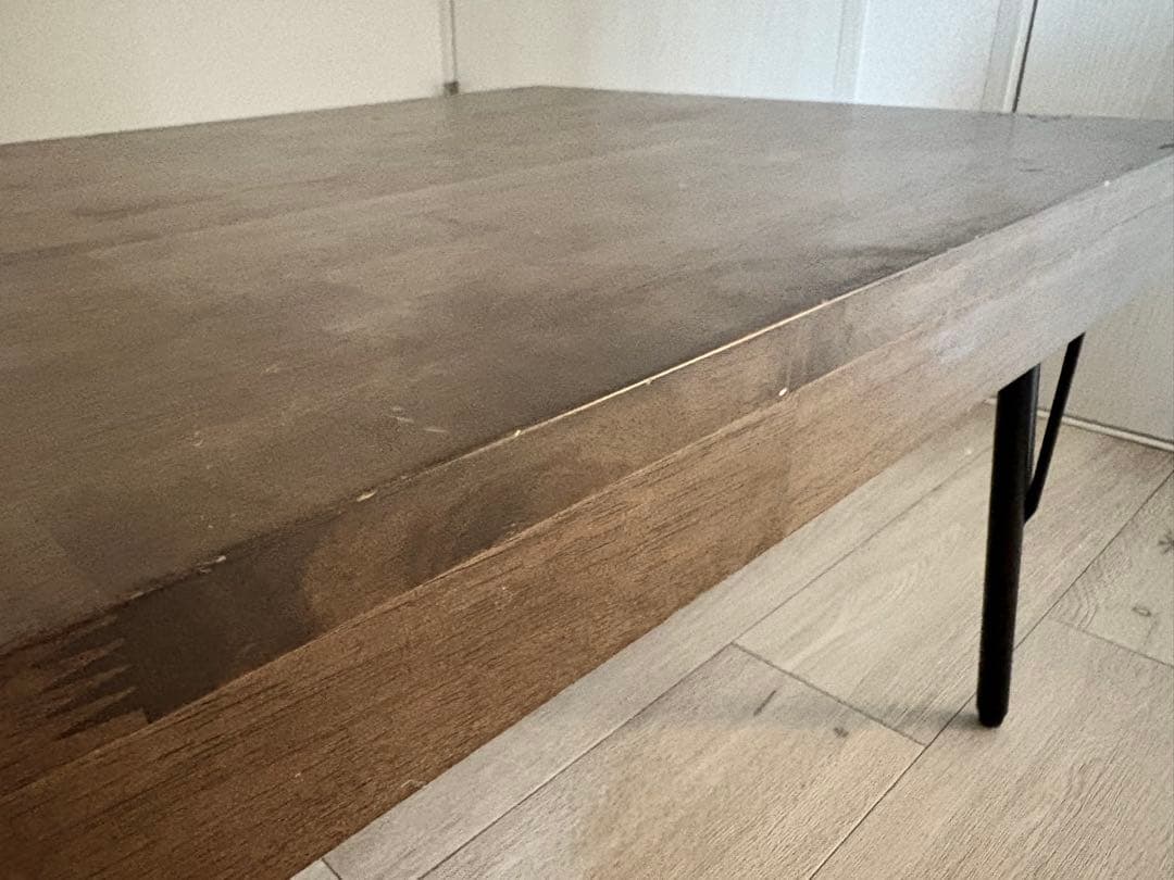 天然木センターテーブル ローテーブル アイアン脚 幅100cm