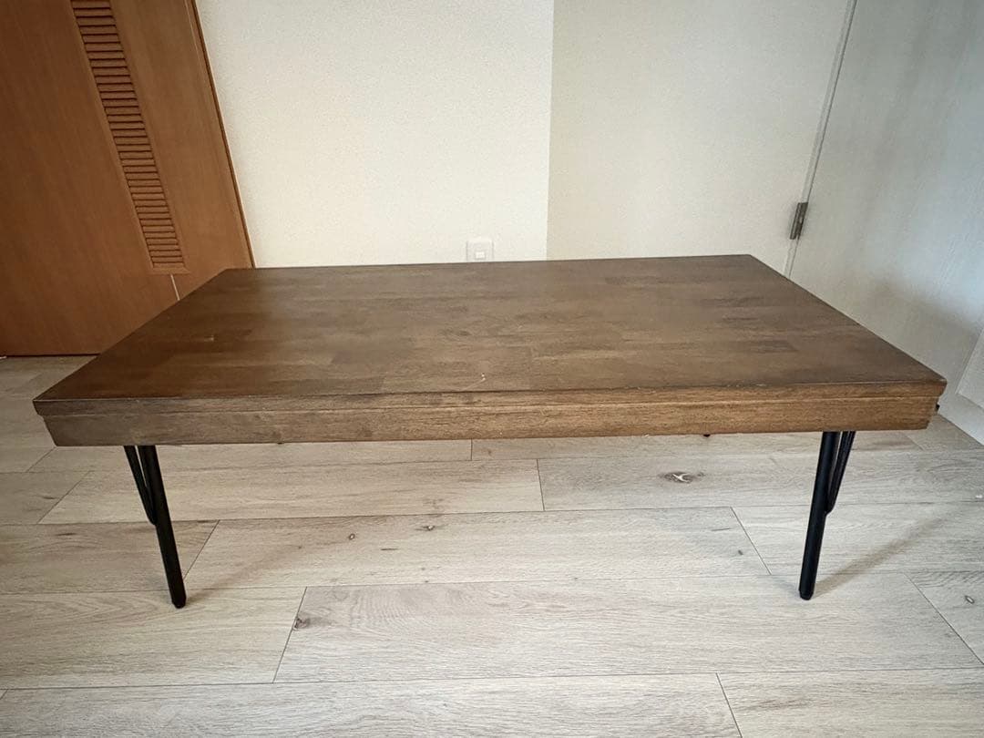 天然木センターテーブル ローテーブル アイアン脚 幅100cm