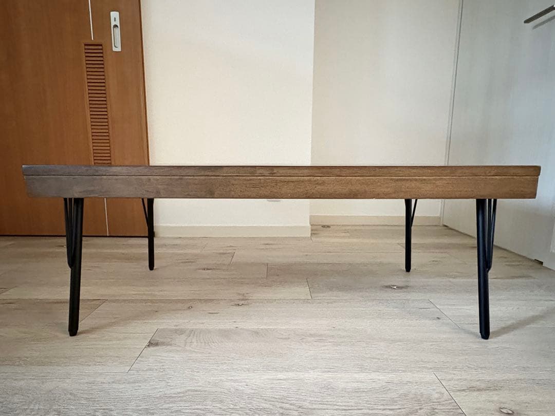 天然木センターテーブル ローテーブル アイアン脚 幅100cm