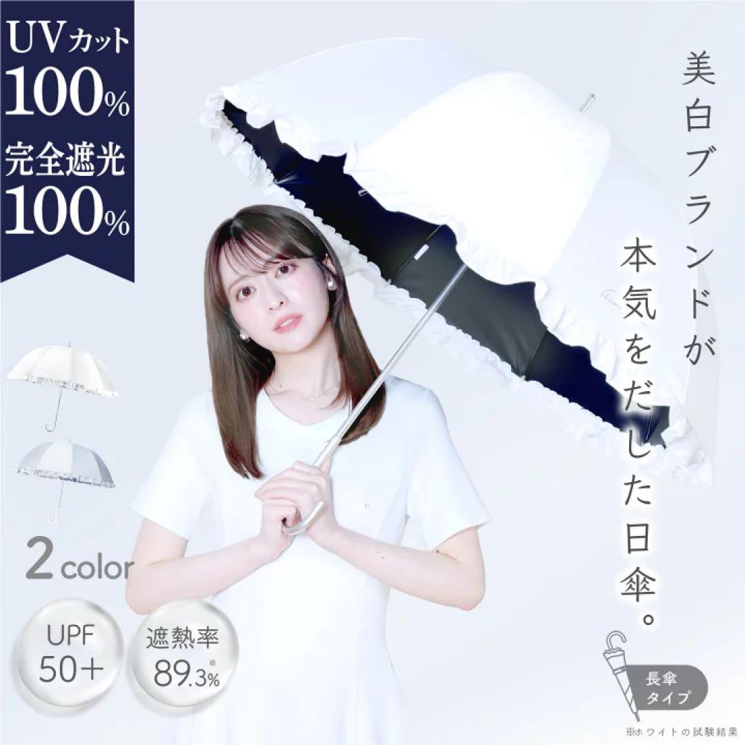 【新品未使用】 シロノサクラ フリル日傘 長傘 アイスグレー