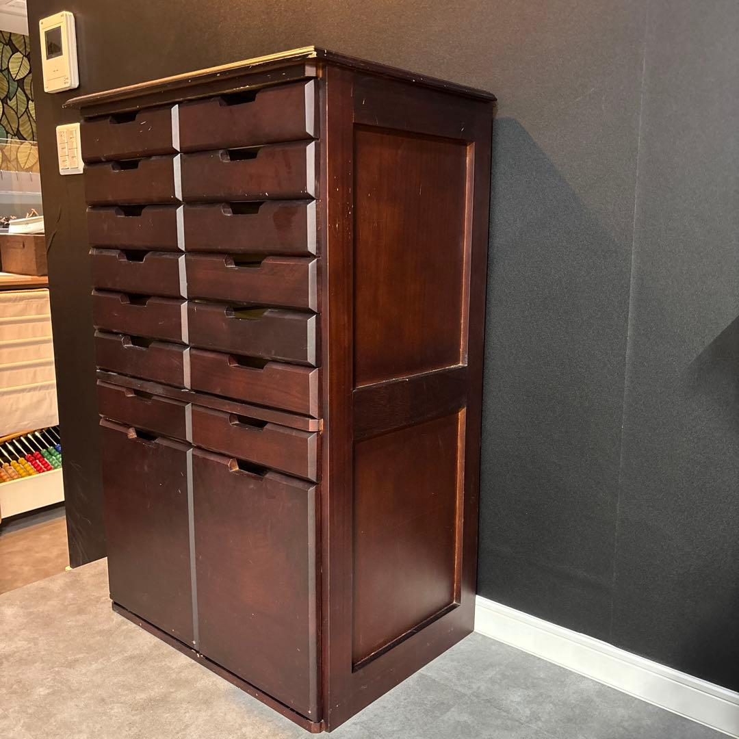 木製（桐製）収納タンス 書類整理棚 チェスト 8段16引き出し箪笥 書庫