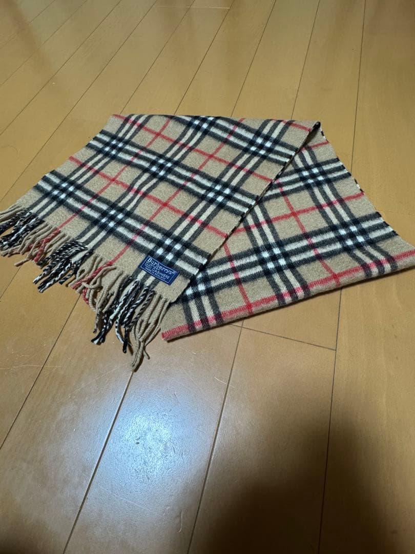 バーバリー マフラー 英国製 ノバチェック ベージュ 90年代 極美品 カシミヤ