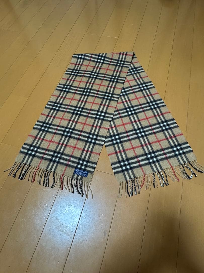 バーバリー マフラー 英国製 ノバチェック ベージュ 90年代 極美品 カシミヤ