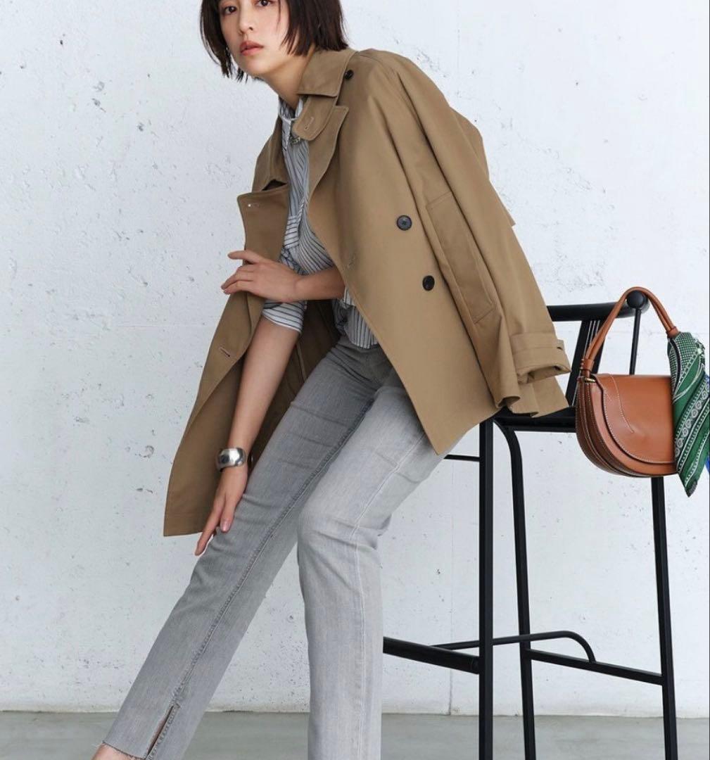 UNFILO 【洗える】ショート トレンチコート　Lサイズ