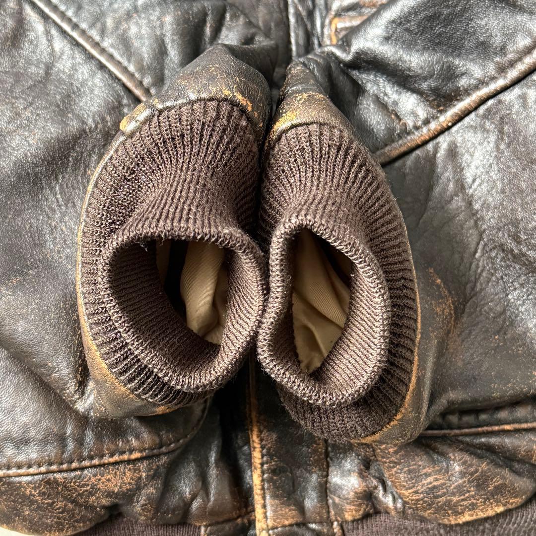 【希少】AVIREX A-2 フライトジャケット レザー ピンナップガール 茶