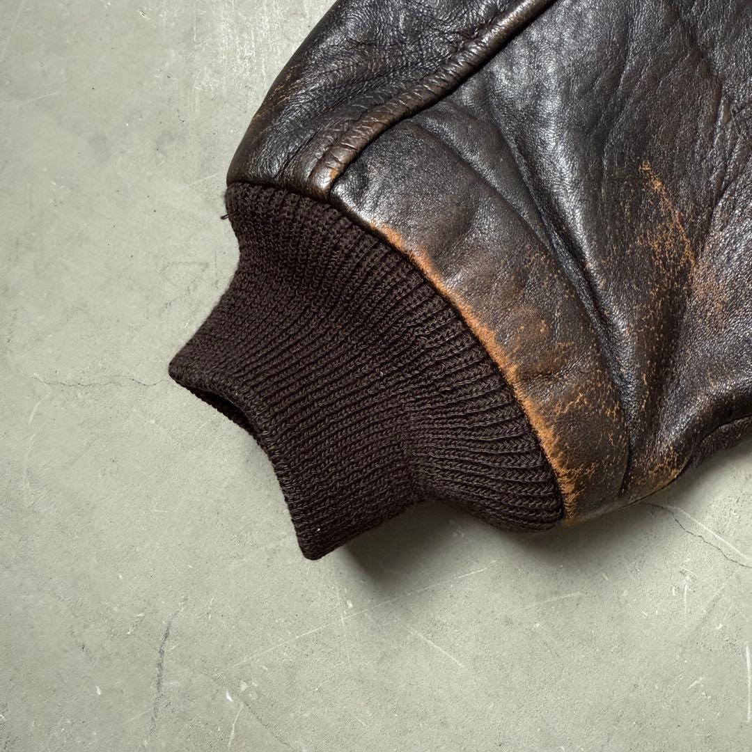 【希少】AVIREX A-2 フライトジャケット レザー ピンナップガール 茶