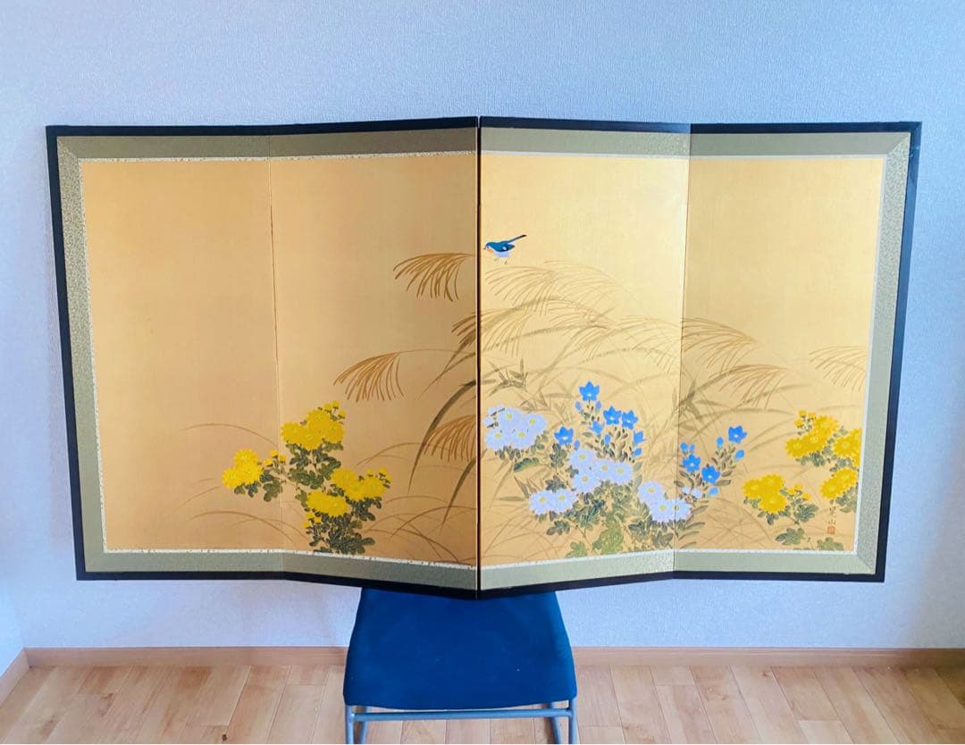 花と蝶の屏風 160cm x 90cm