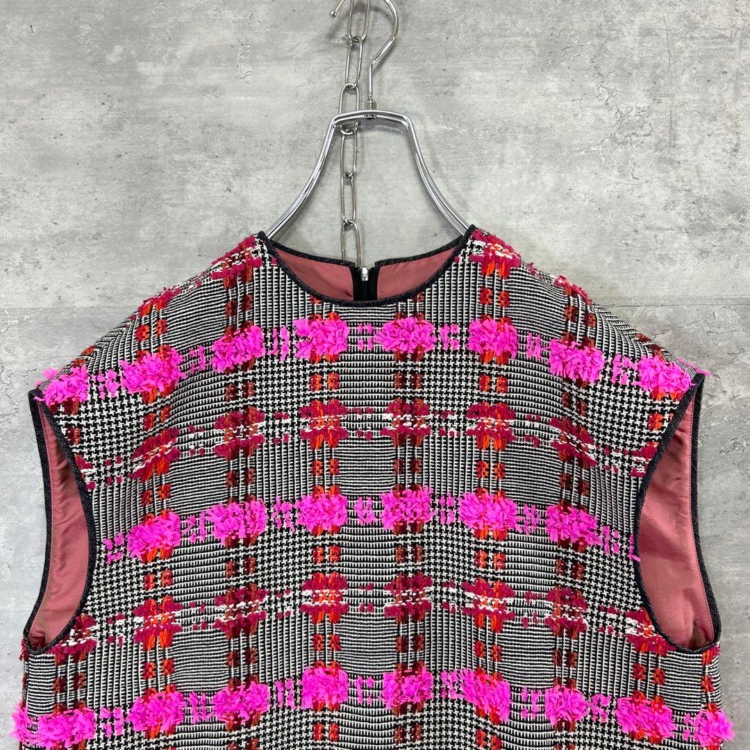 極美品　トゥモローランド　コレクション　LINTON フリル　ジレ　ツイード