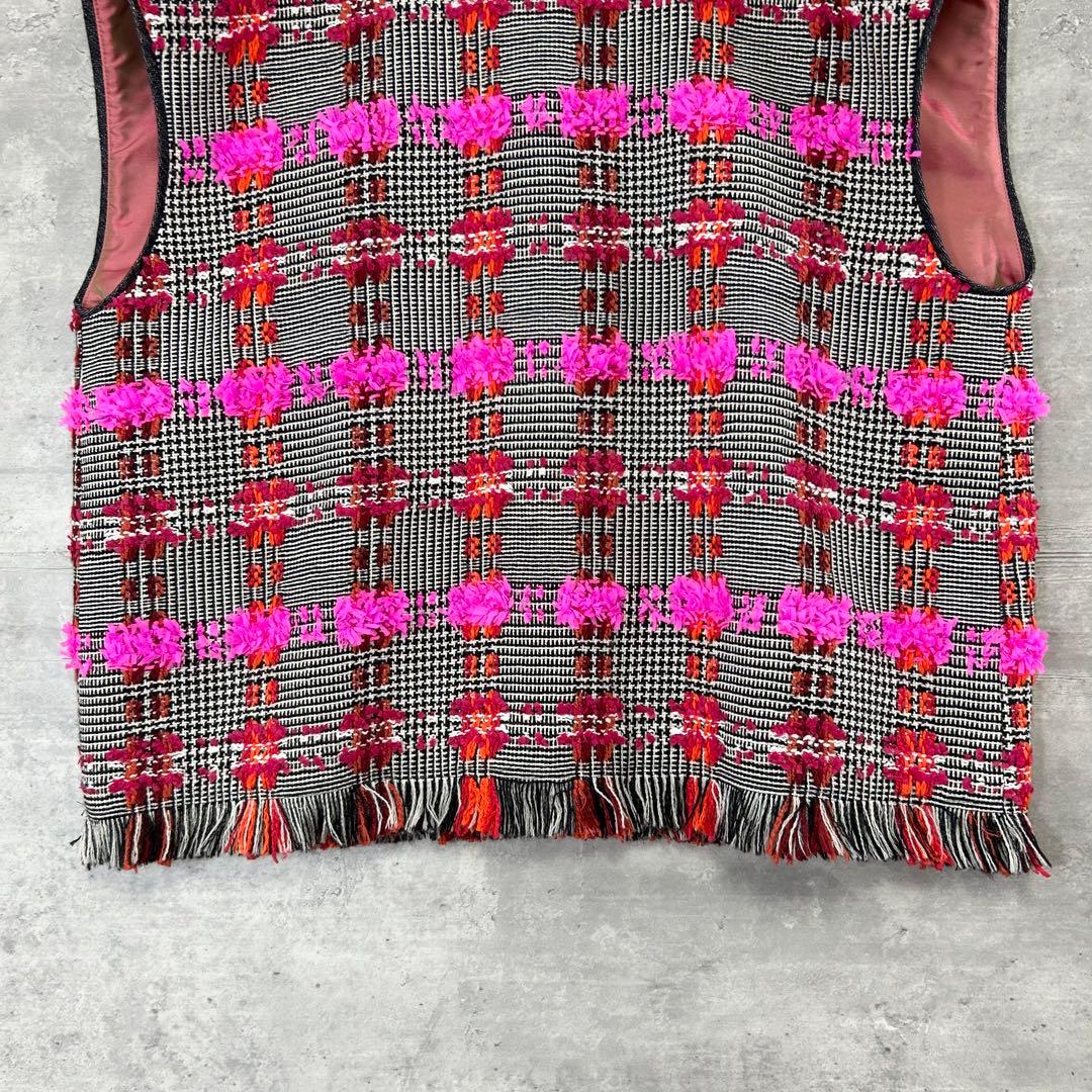 極美品　トゥモローランド　コレクション　LINTON フリル　ジレ　ツイード