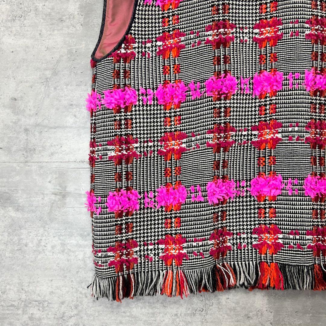 極美品　トゥモローランド　コレクション　LINTON フリル　ジレ　ツイード