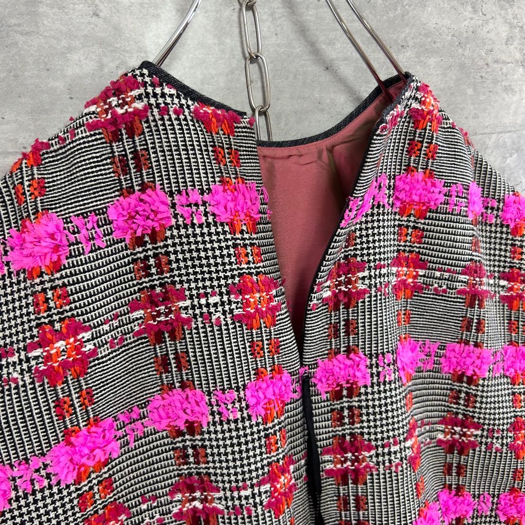 極美品　トゥモローランド　コレクション　LINTON フリル　ジレ　ツイード