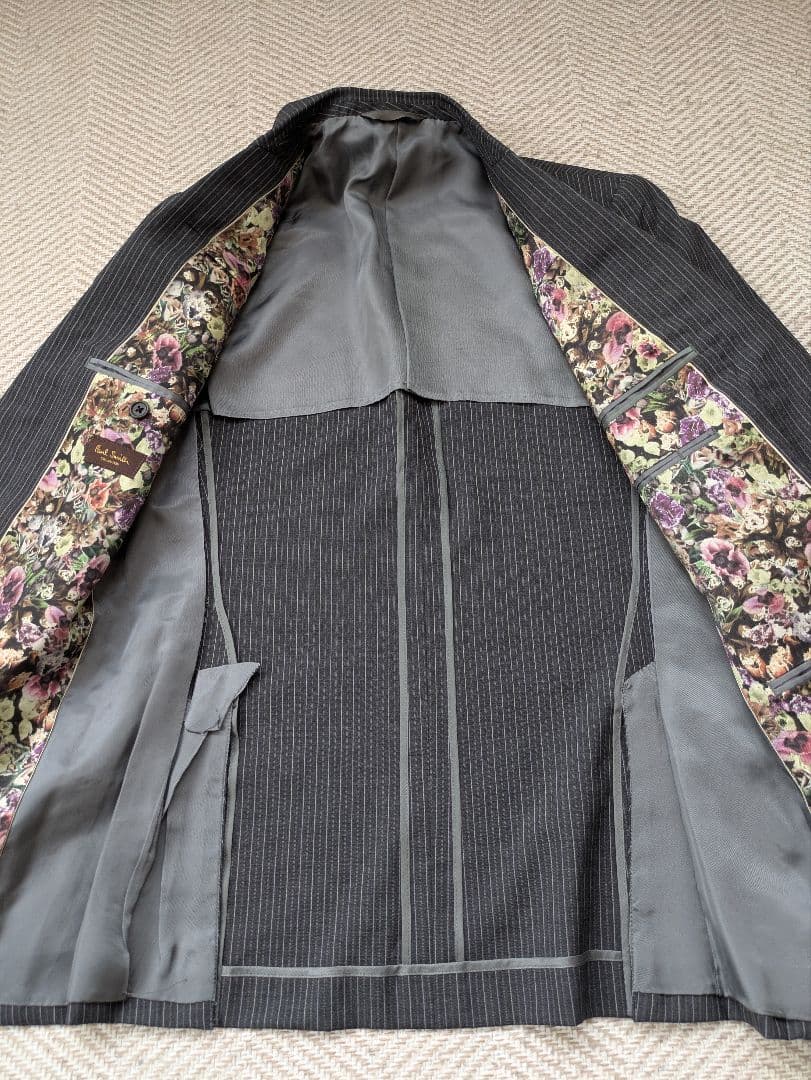 希少 最高級 ポールスミス セットアップ 花柄 ストライプ グレー