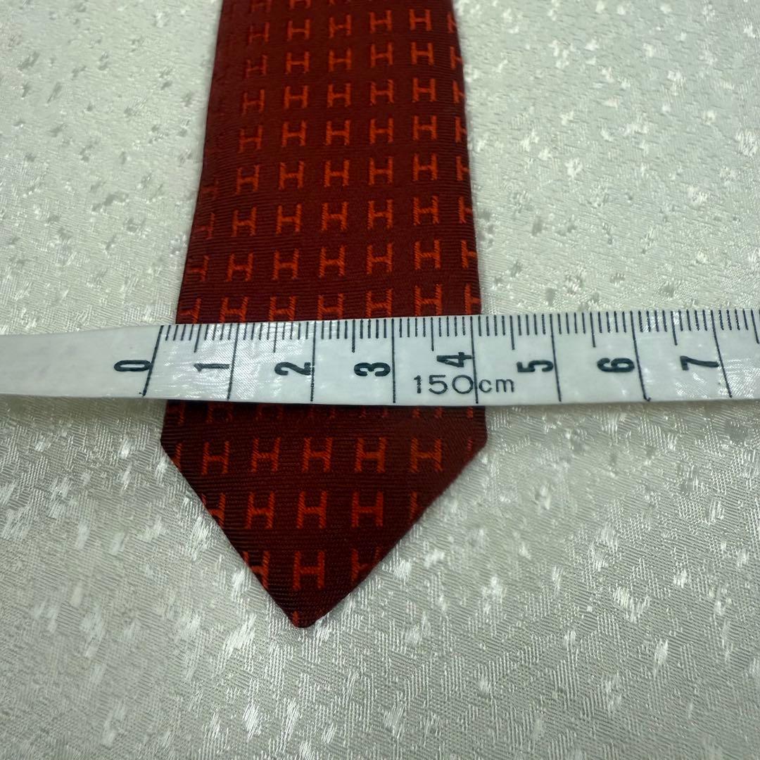 きなこ様　エルメス H総柄 ネクタイ ボルドー シルク100% 仏製 上品