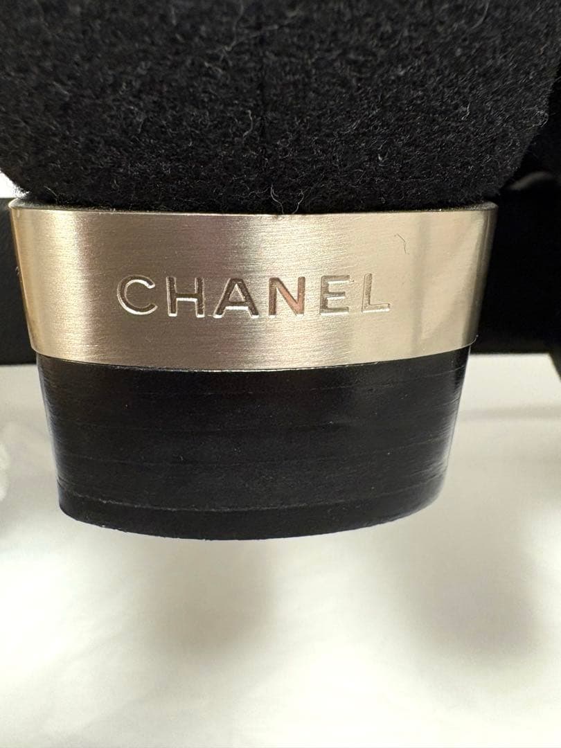 美品　CHANEL 36.5 黒 リボン　パンプス　フラット　ヒールシャネル