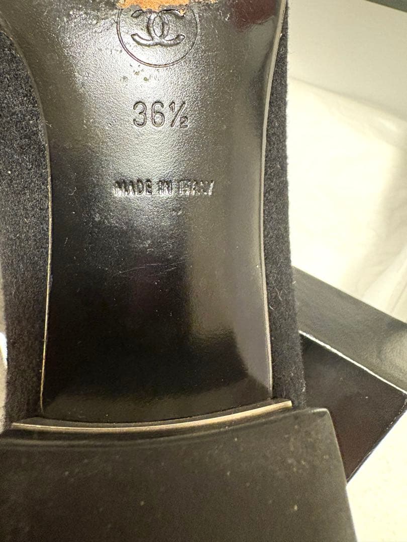美品　CHANEL 36.5 黒 リボン　パンプス　フラット　ヒールシャネル