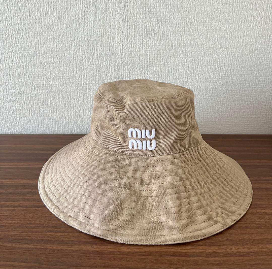 ミュウミュウ　ドリルハット　ベージュ　Lサイズ
