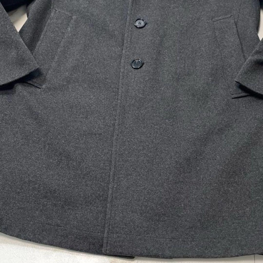 【美品】ヒューゴボス チェスターコート ストレッチ ロング 裏地赤 グレー 50