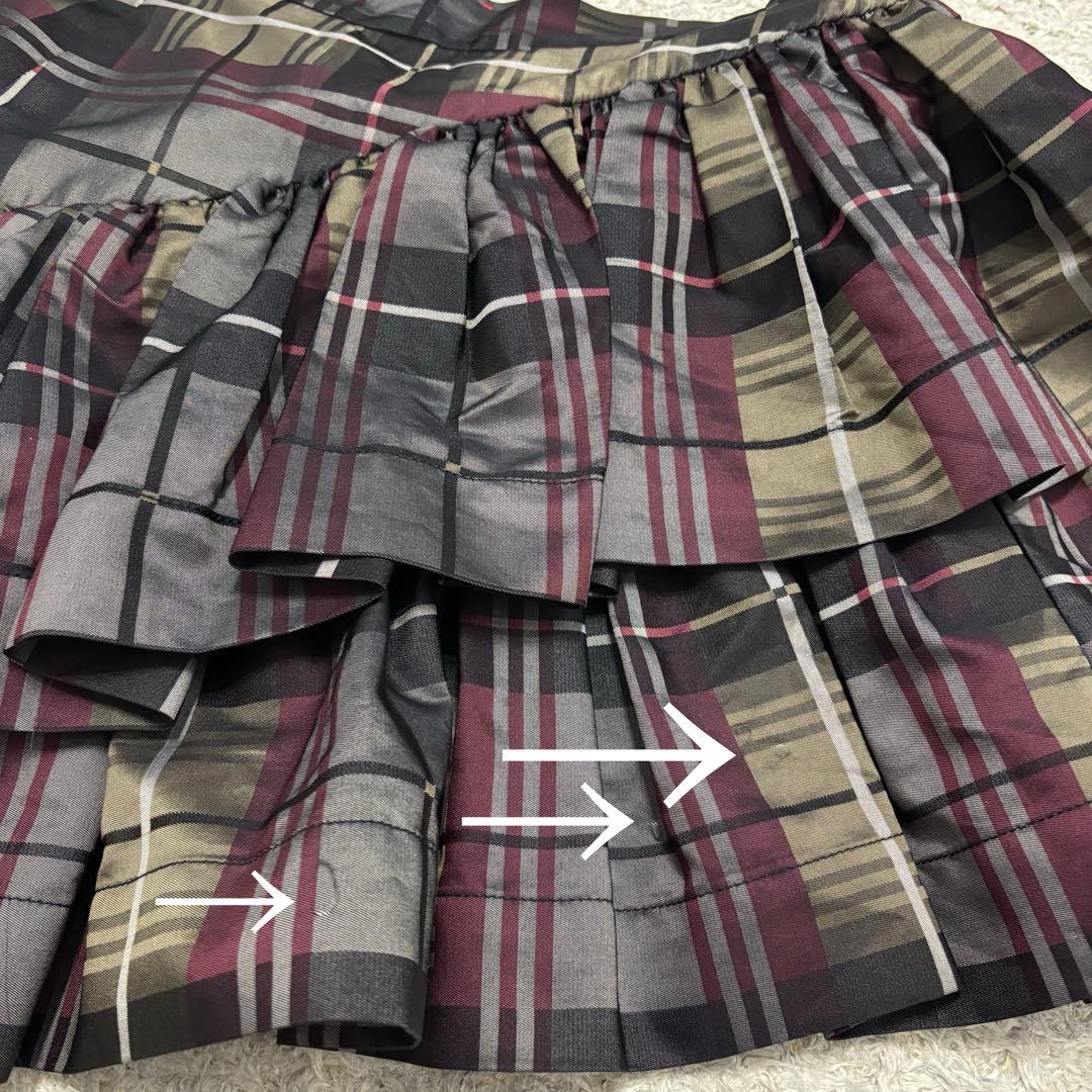 ヴィヴィアンウエストウッド　変形ミニスカート　ロゴボタン　チェック　ティアード