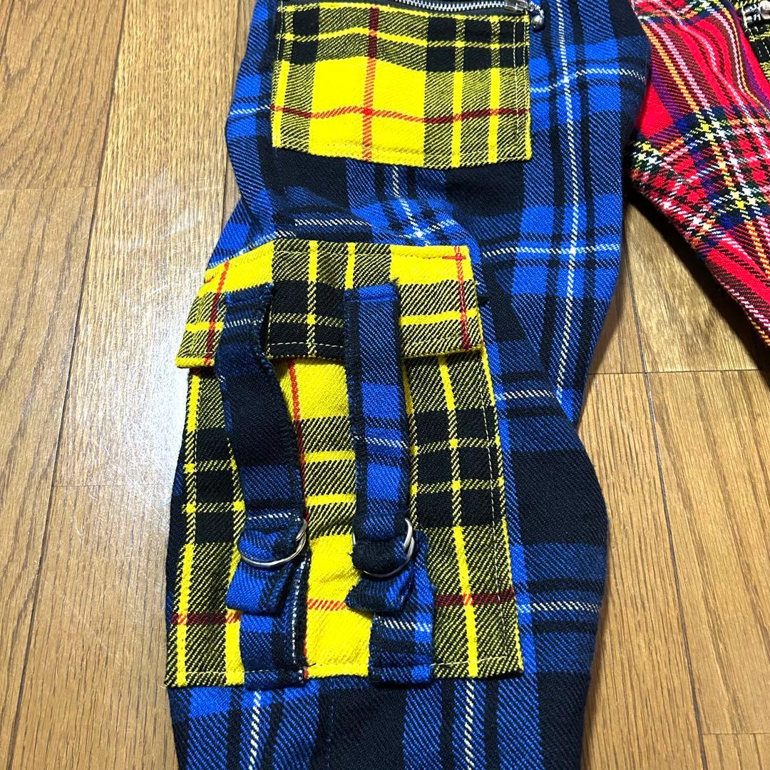 W74-股下84cm！原宿JIMS IN ジムズイン 古着ジップパンツ タータン