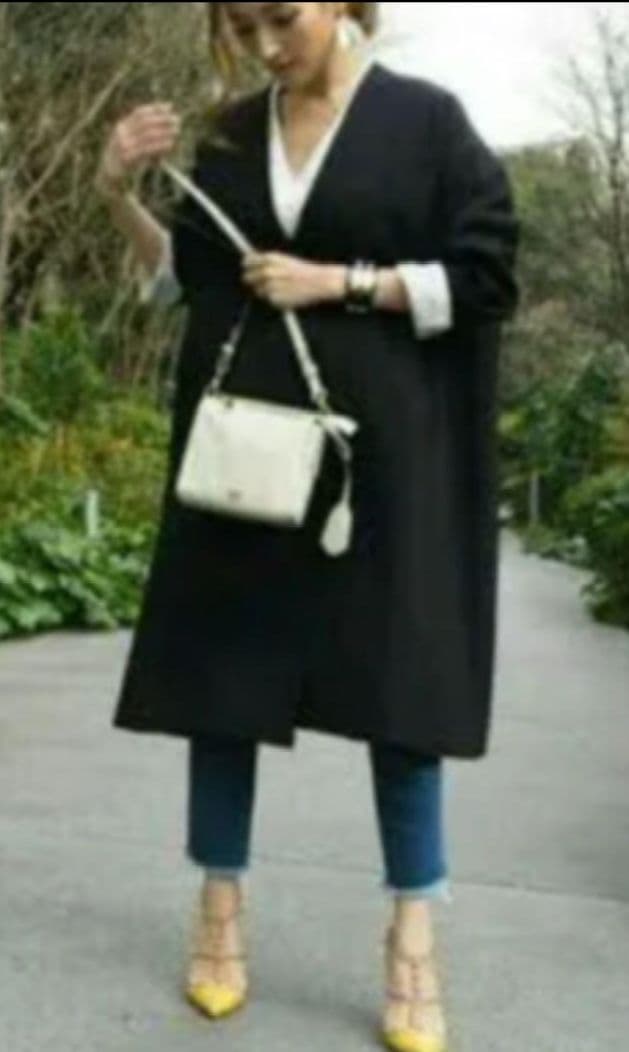 ENFOLD エンフォルド コート ダブルクロスフレアコート ブラック 38