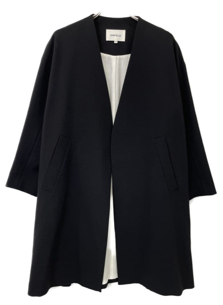 ENFOLD エンフォルド コート ダブルクロスフレアコート ブラック 38