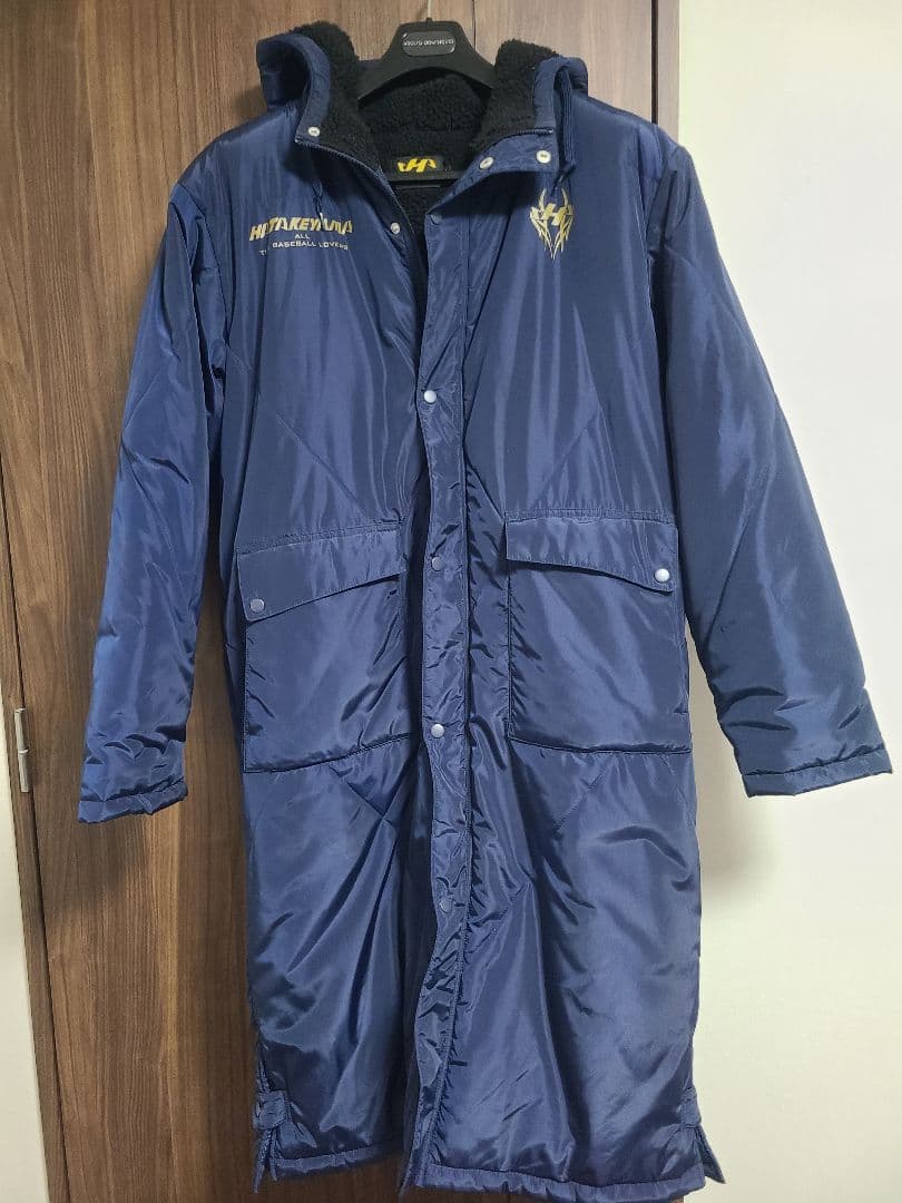 づ*ん様 HATAKEYAMA ブルー　ベンチコート フード付き　野球　ベースボ