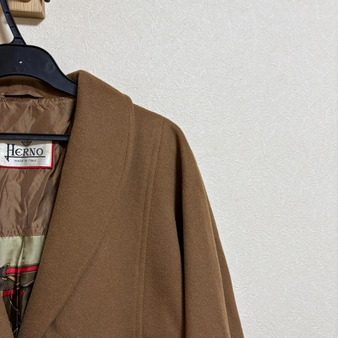 HERNO カシミヤ100％ コート 裏地シルク ブラウン