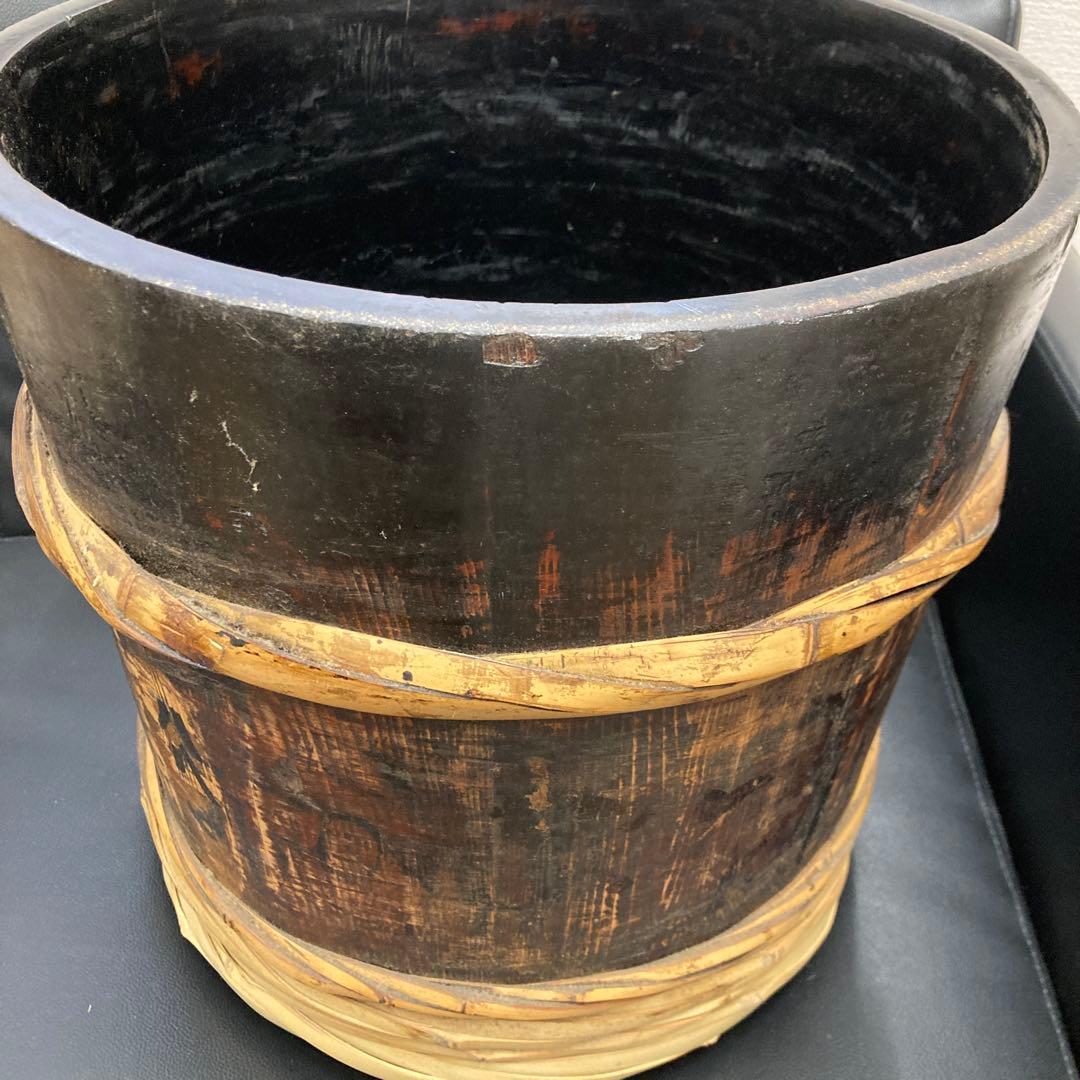 まっぴー　漆塗り木桶　蓋付き
