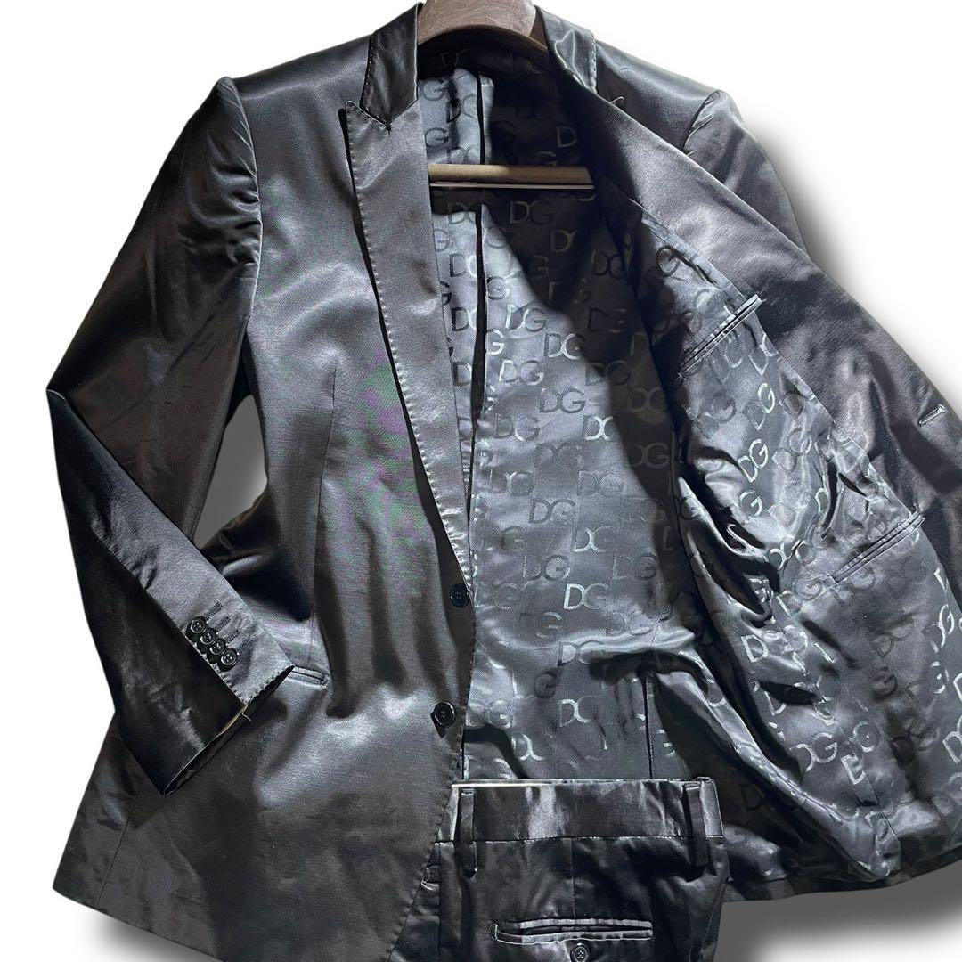 【圧巻の光沢感!!!】Dolce＆Gabbana スーツ 52 DGロゴ