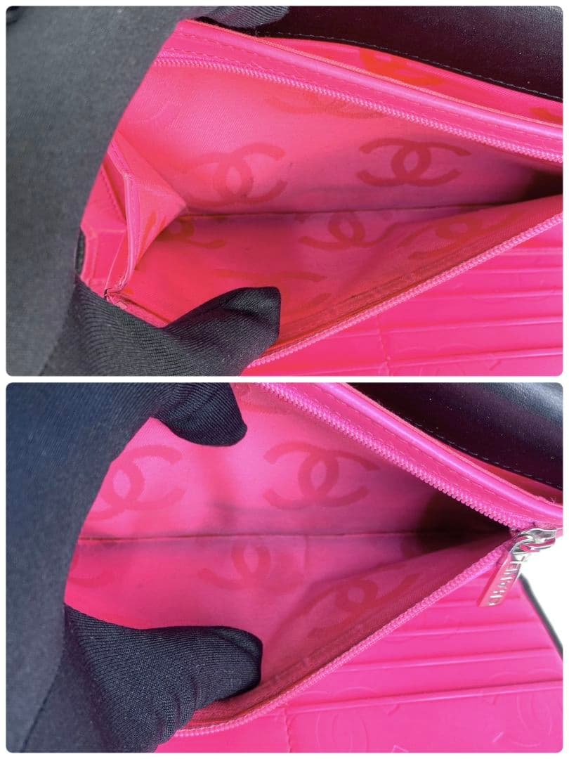 ギャランティ付属✨️極美品✨️ CHANEL カンボンライン 三つ折り 長財布