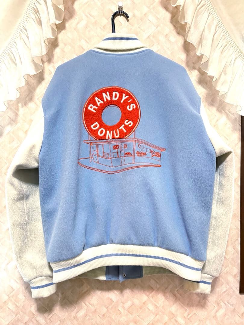 希少 ZARA Randy's Donuts スタジャン 水色 ザラ XL相当