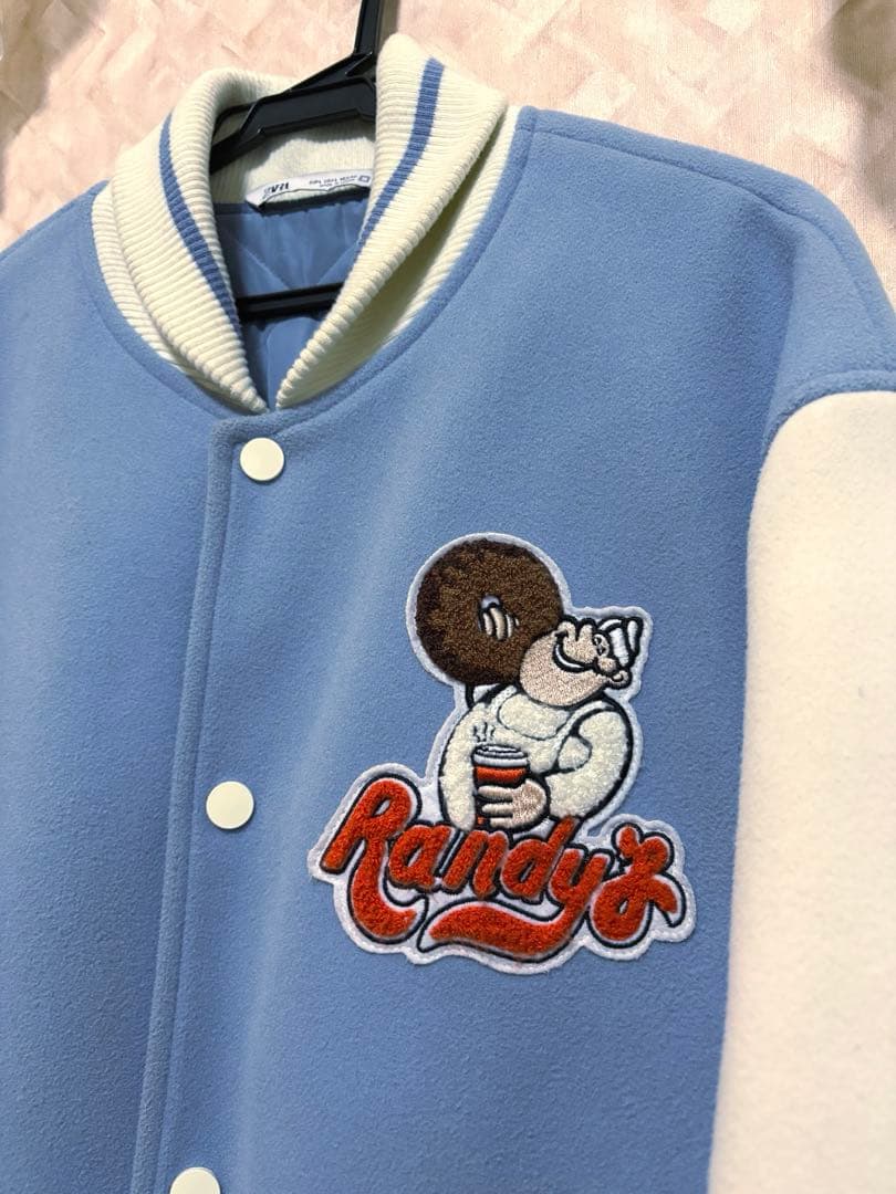 希少 ZARA Randy's Donuts スタジャン 水色 ザラ XL相当