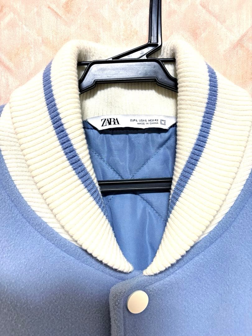 希少 ZARA Randy's Donuts スタジャン 水色 ザラ XL相当