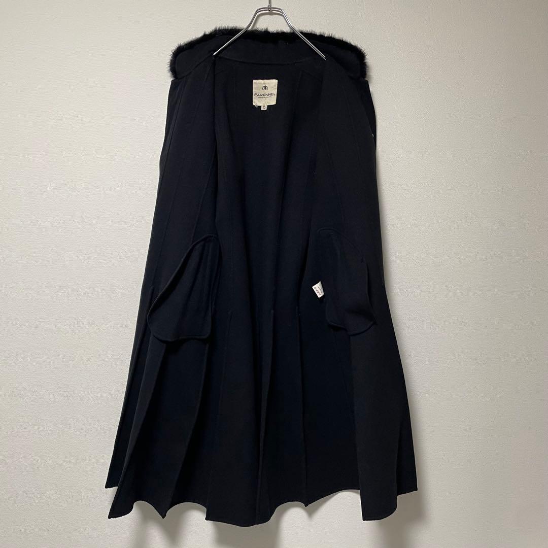PARIENNE ファーロングコート ミンク 比翼 フレア Aライン ブラック