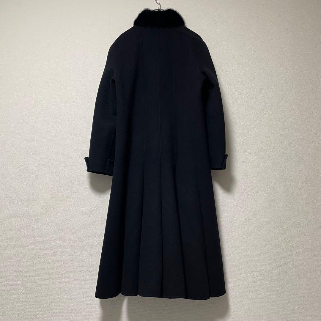 PARIENNE ファーロングコート ミンク 比翼 フレア Aライン ブラック