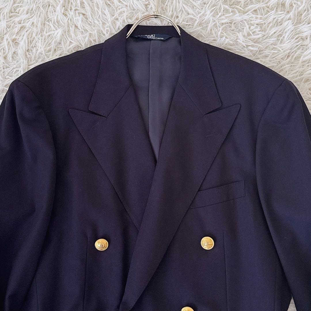 保管用カバー付✨大きいサイズ ポロバイラルフローレン 紺ブレ ダブル 金ボタン