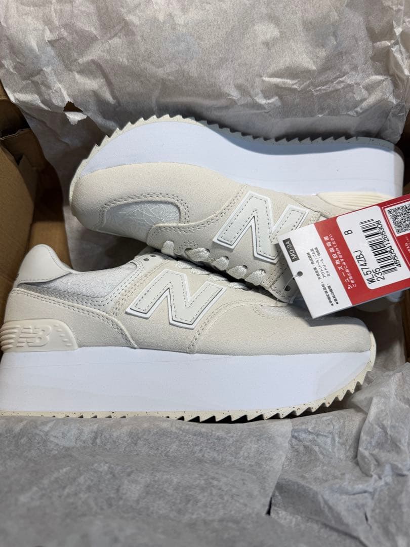ニューバランス 574+ WL574Z 厚底 スニーカー オフホワイト×ホワイト