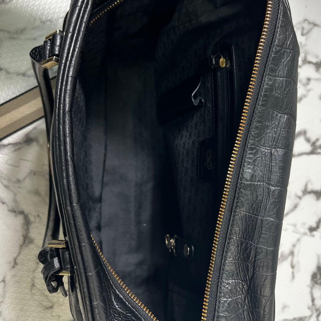 アニヤハインドマーチ　カーカー　クロコ型押し　トートバッグ　2way カデナ