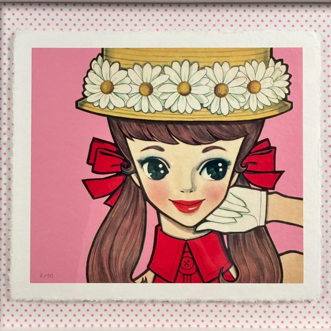 美品 内藤ルネ「ルネガール キャノチェ」版画 限定60点 Kawaii 中原淳一