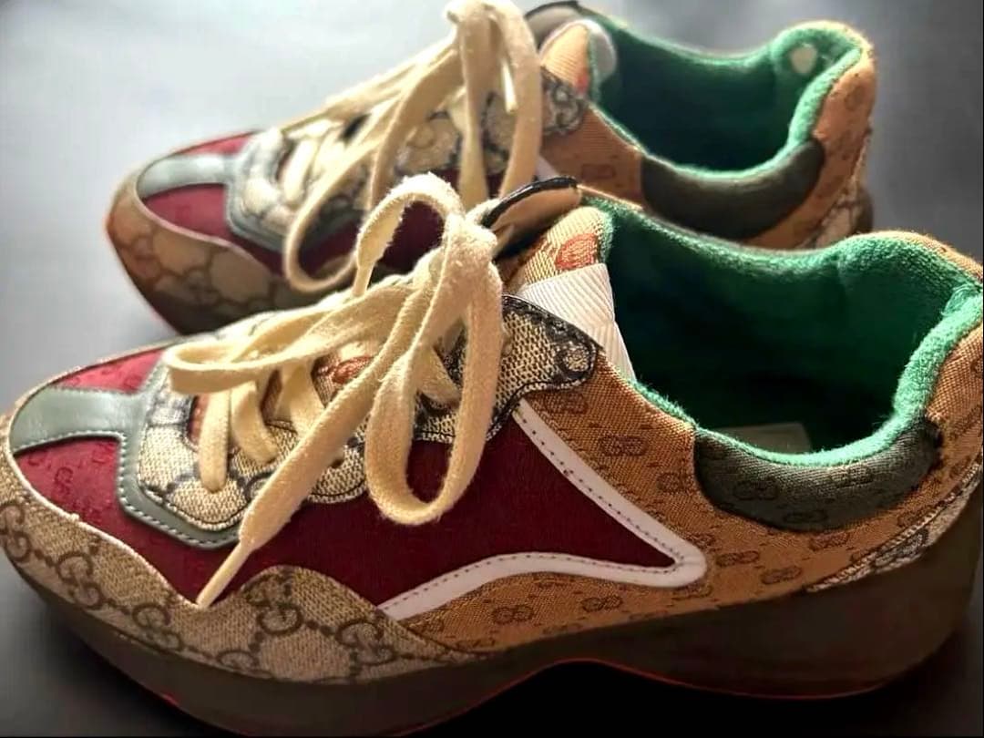 ‼️値下げ中‼️GUCCI ライトン37 ベージュ×ダークブラウン×マルチカラー