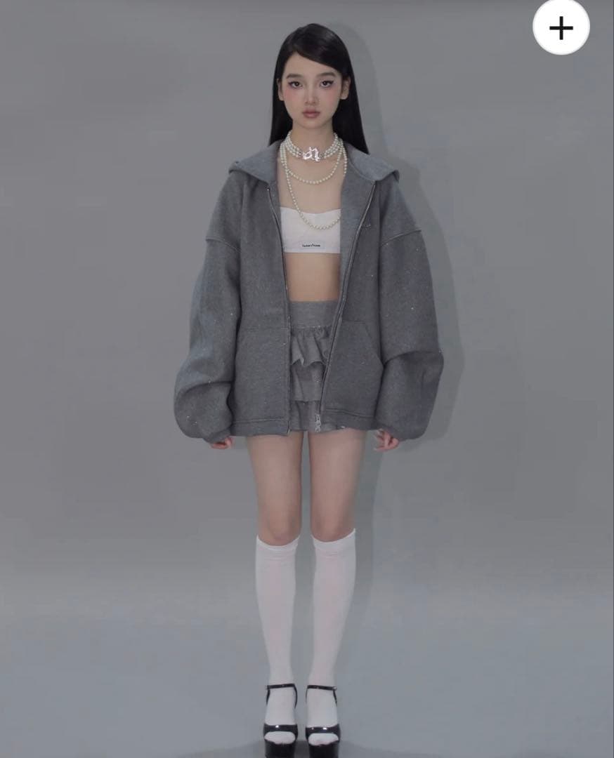 ♡andwang Kirakira zip up （gray）♡