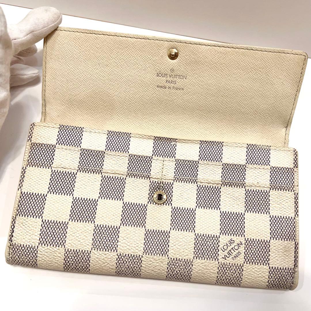 ルイヴィトン ダミエ アズール ポルトフォイユ サラ 長財布 N61735 白