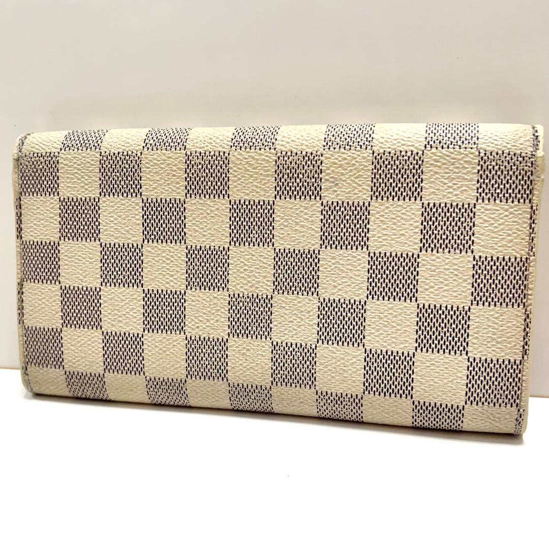 ルイヴィトン ダミエ アズール ポルトフォイユ サラ 長財布 N61735 白