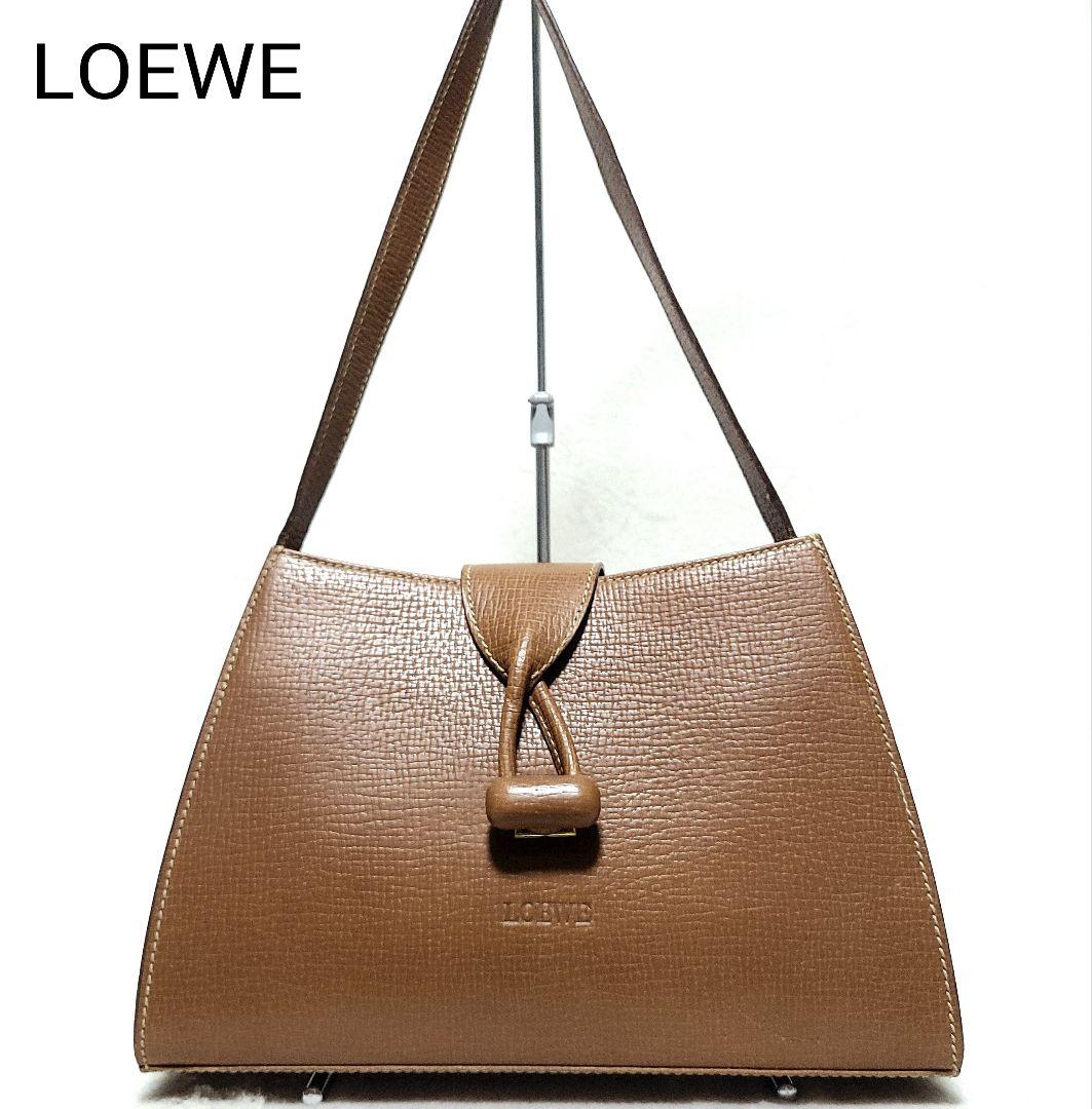 【美品】LOEWE　ショルダーバッグ 肩掛け レザー ターンロック ロゴ型押し