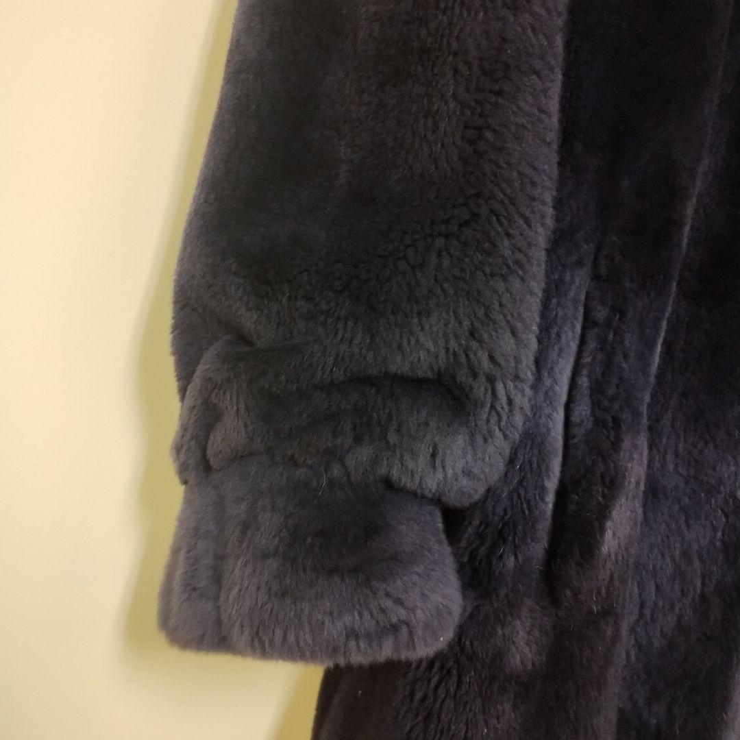 シェアードミンクコート ボタン付き パープル